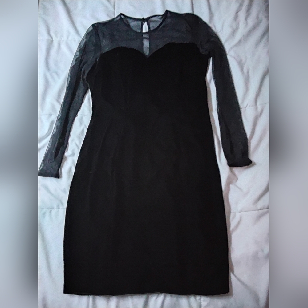 Vintage elegant Black Long-Sleeve Cocktail Dress
